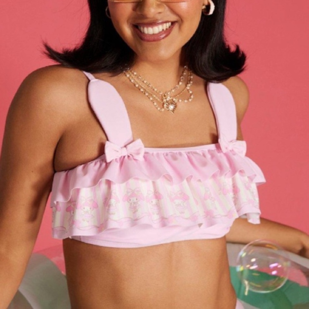 My Melody Pink Ruffle Swim Hot Topic Hello Kitty Sanrio (Top & Bottom Set) - Picture 3 of 6